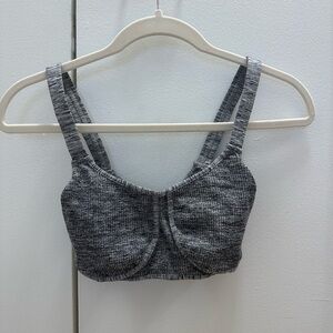 FP Movement by Free People Heather Gray Ribbed Sports Bra Size Small